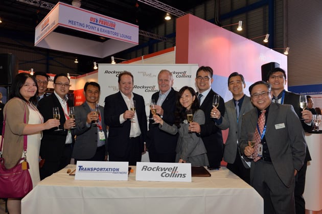 Representatives from Rockwell Collins and Transportation Partners held a signing ceremony at the Singapore Airshow 2016 to celebrate the award