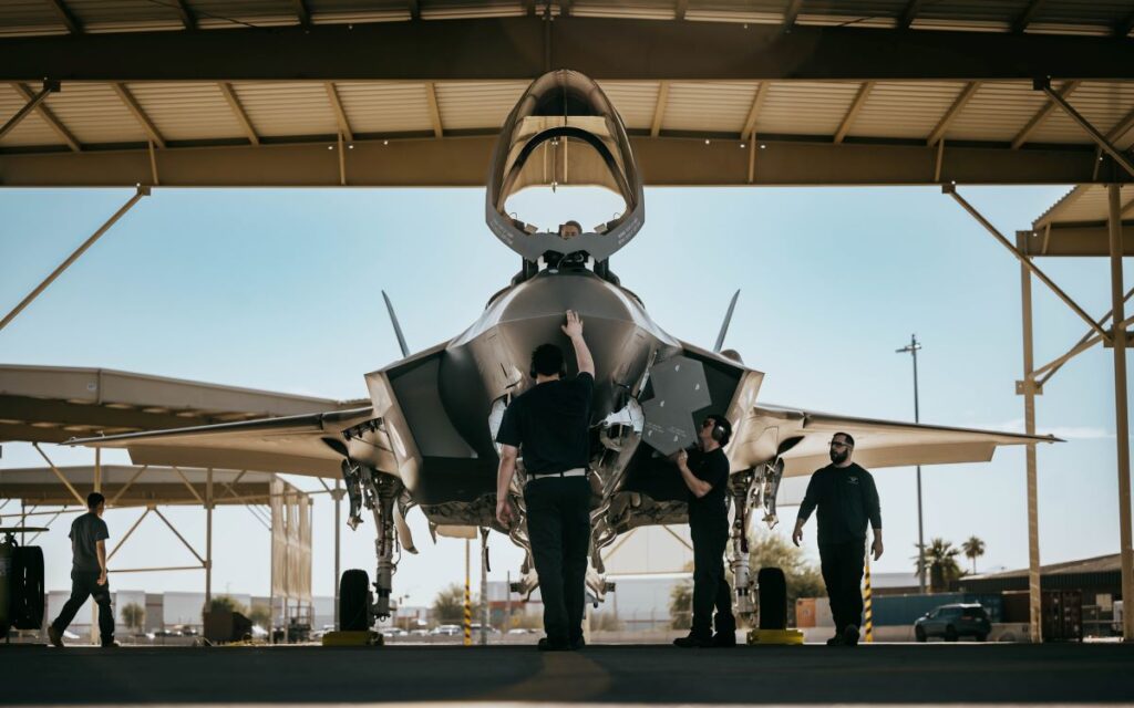 Pictured are Lockheed Martin crew chiefs around a Belgian F-35A which arrived at Luke AFB, Ariz. on Dec. 3 last year, as Belgian pilots begin training to move from the country's F-16s to the F-35A (U.S. Air Force Photo)