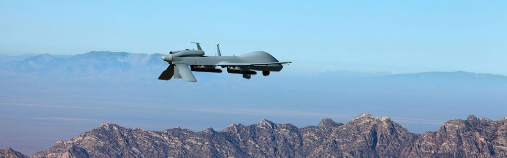 Pictured is a "weaponized" Gray Eagle drone (General Atomics Photo)